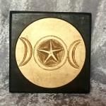 Altar Table Wooden Small Triple Moon/Pentagram Design